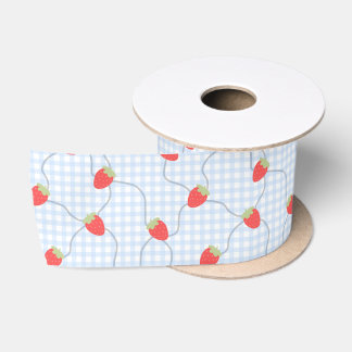 Nahtloses Erdbeer-Gingham-Muster Satinband