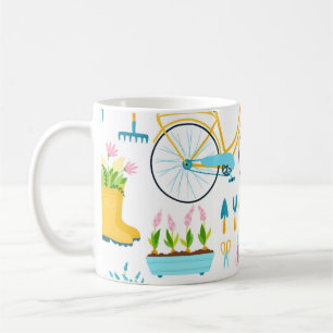 Nahtloses Federmuster in handgezeichnet Carto Kaffeetasse
