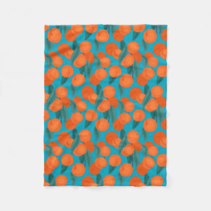 Nahtloses flaches Muster mit Pfirsichen auf Ästen Fleecedecke