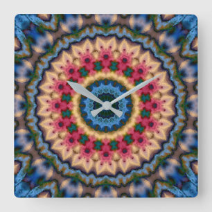 Nahtloses Fliesenmosaik kaleidoscope abstrakt mode Quadratische Wanduhr