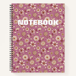 Nahtloses florales Muster bordeauxrot Notizbuch