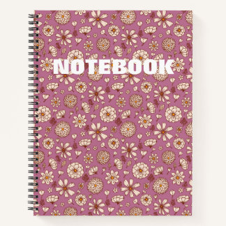 Nahtloses florales Muster bordeauxrot Notizbuch