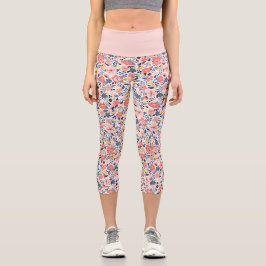 Nahtloses florales Muster Schönheit Vintage Blüte Capri Leggings