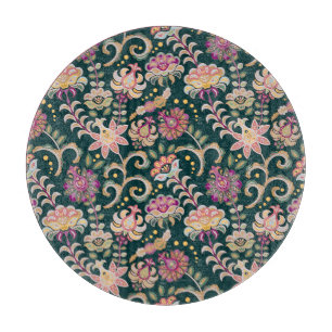 Nahtloses florales rosa dunkles Hintergrundbild Schneidebrett