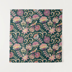 Nahtloses florales rosa dunkles Hintergrundbild Wandteppich