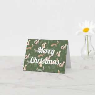 Nahtloses Fuchs-Winterzweige- und Blättermuster Karte