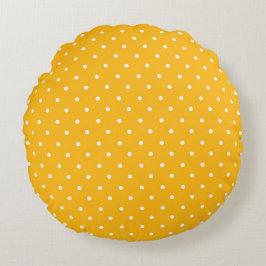 Nahtloses gelb-orangefarbenes  Polka-Punkt-Muster  Rundes Kissen
