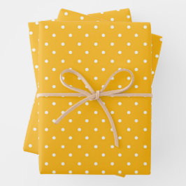 Nahtloses gelb-orangefarbenes Tupfenmuster  Geschenkpapier Set