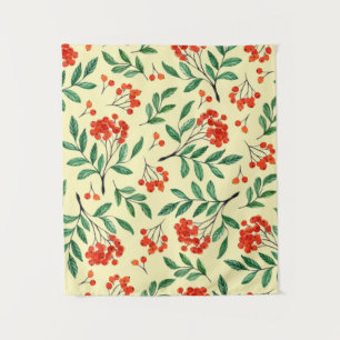 Nahtloses gelbes Muster mit Rowan. Wasserfarbe han Wandteppich