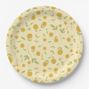 Nahtloses gelbes Sonnenblumen-Botanikmuster Pappteller