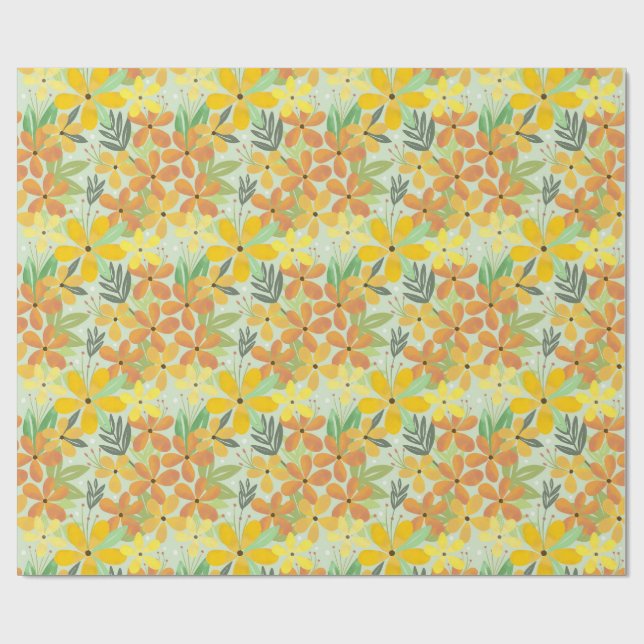 Nahtloses gelbes und orangefarbenes Muster Geschenkpapier (Flach)