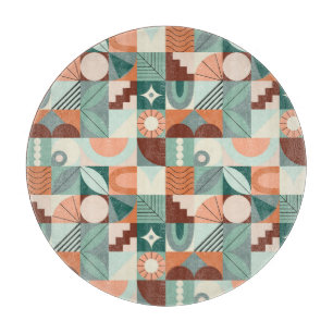 Nahtloses geometrisches, abstraktes Mosaikmuster. Schneidebrett