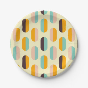 Nahtloses geometrisches Muster im Retro-Stil Pappteller