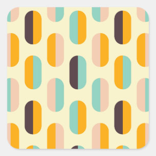 Nahtloses geometrisches Muster im Retro-Stil Quadratischer Aufkleber
