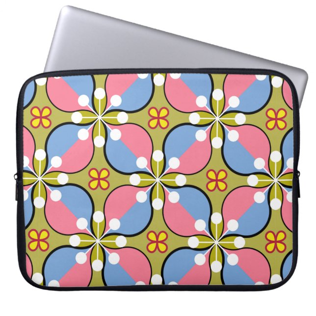 Nahtloses geometrisches Muster mit Blume Laptopschutzhülle (Vorderseite)
