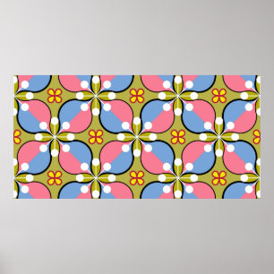 Nahtloses geometrisches Muster mit Blume Poster