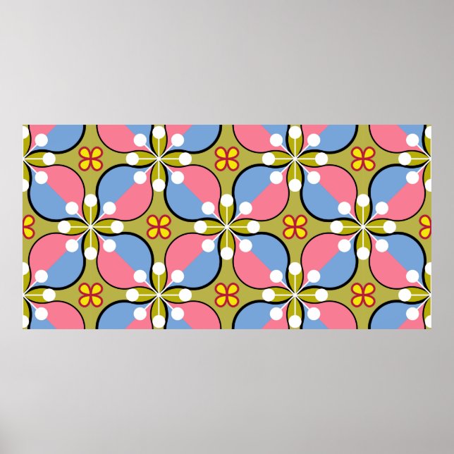 Nahtloses geometrisches Muster mit Blume Poster (Vorne)