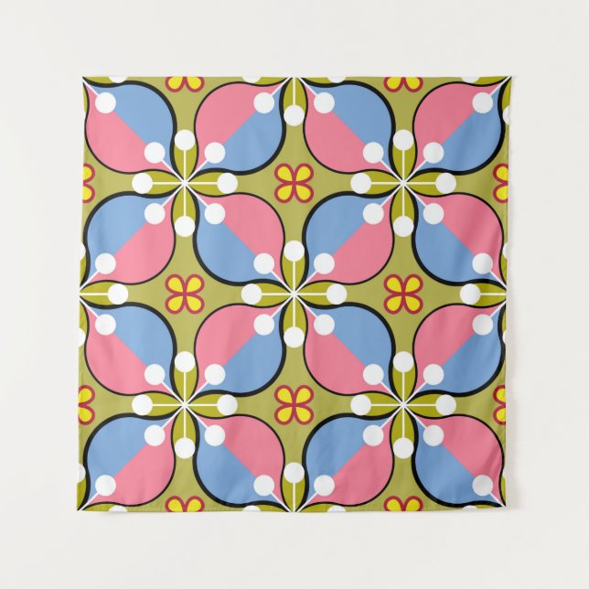 Nahtloses geometrisches Muster mit Blume Wandteppich (Vorderseite)
