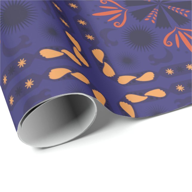 Nahtloses geometrisches Muster mit Orange und Rot  Geschenkpapier (Rolleneckpunkt)