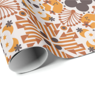 Nahtloses geometrisches Muster mit orangefarbenem  Geschenkpapier
