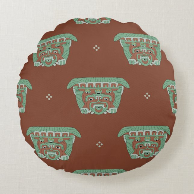 Nahtloses geometrisches Muster mit Stammesmotiven. Rundes Kissen (Vorderseite)