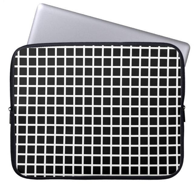 Nahtloses geometrisches Muster. Schwarzes Quadrat  Laptopschutzhülle (Vorderseite)
