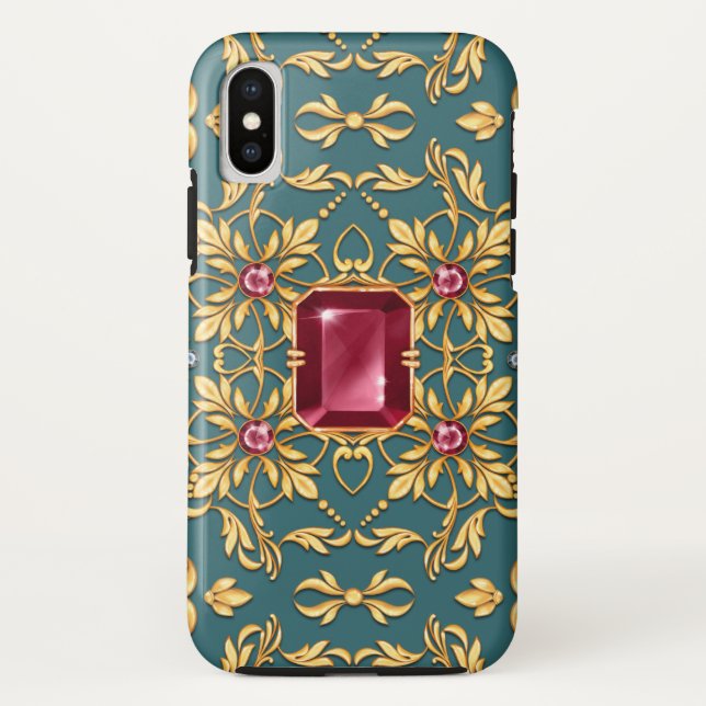 Nahtloses goldenes Muster mit Ruby Case-Mate iPhone Hülle (Rückseite)