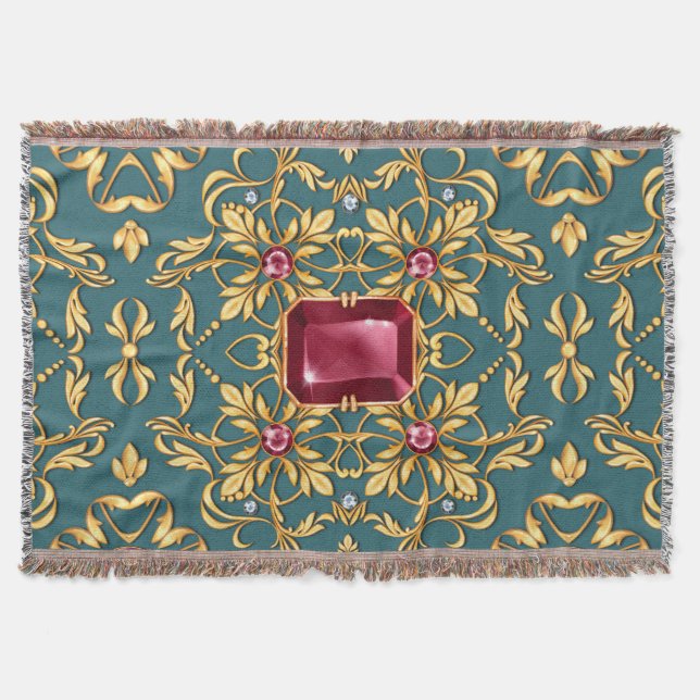 Nahtloses goldenes Muster mit Ruby Decke (Vorderseite)