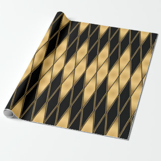 Nahtloses goldenes und schwarzes Formenmuster Geschenkpapier
