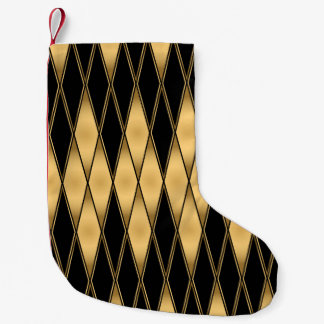Nahtloses goldenes und schwarzes Formenmuster Kleiner Weihnachtsstrumpf