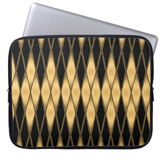 Nahtloses goldenes und schwarzes Formenmuster Laptopschutzhülle