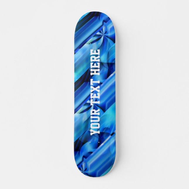 Nahtloses Grafikdesign - blau, schwarz I Skateboard (Vorne)