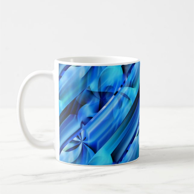 Nahtloses Grafikdesign - blau, schwarz I Tasse (Links)