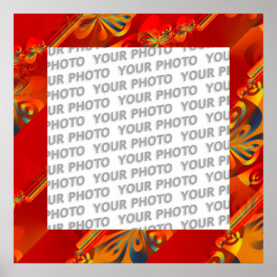 Nahtloses Grafikdesign - Rot orange I Poster