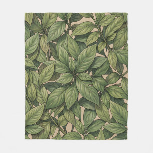 Nahtloses grünes Blatt Botanisches Vintage-Muster Fleecedecke