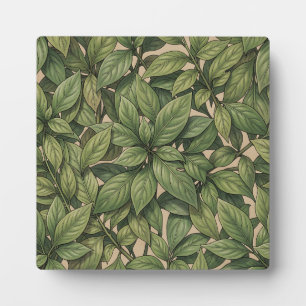 Nahtloses grünes Blatt Botanisches Vintage-Muster Fotoplatte