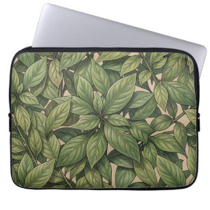 Nahtloses grünes Blatt Botanisches Vintage-Muster Laptopschutzhülle