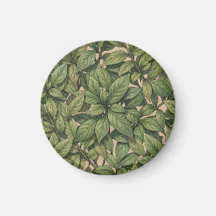 Nahtloses grünes Blatt Botanisches Vintage-Muster Magnet