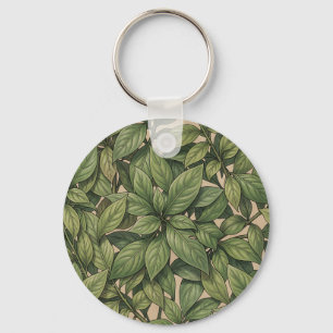 Nahtloses grünes Blatt Botanisches Vintage-Muster Schlüsselanhänger