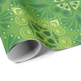 Nahtloses grünes Blumenmuster mit symmetrischen Geschenkpapier