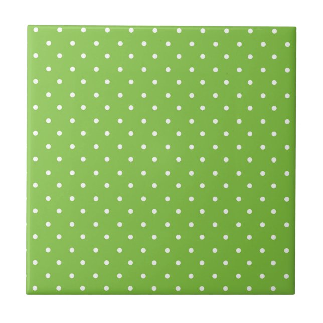 Nahtloses, helles Limette-Polka-Punkt-Muster  Fliese (Vorderseite)