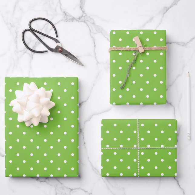 Nahtloses, helles Limette-Polka-Punkt-Muster  Geschenkpapier Set (Vorderseite)