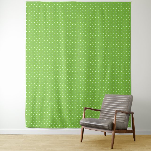 Nahtloses, helles Limette-Polka-Punkt-Muster  Wandteppich (Beispiel)