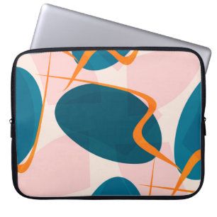 Nahtloses, helles Muster aus abstrakten Formen und Laptopschutzhülle