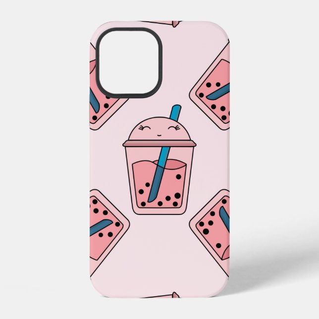 Nahtloses helles Muster Bubble Tea Frucht Sommer d iPhone Hülle (Rückseite)