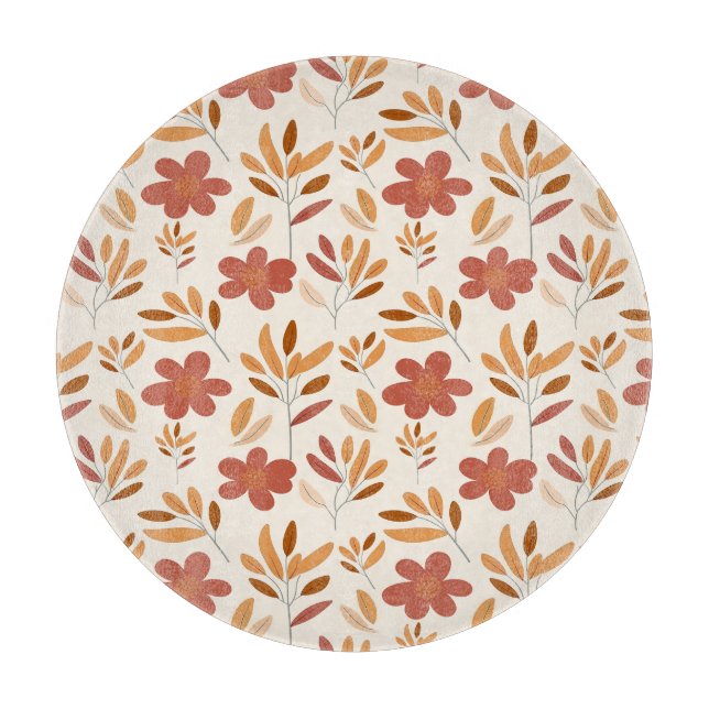 Nahtloses Herbst Herbst-Blumenmuster Schneidebrett (Vorderseite)