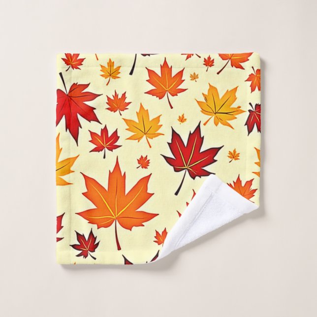 Nahtloses Herbstlaub-Design Badhandtuch Set (Waschlappen)