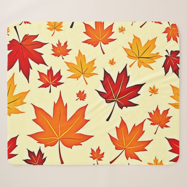 Nahtloses Herbstlaub-Design Sherpadecke (Vorderseite (Horizontal))