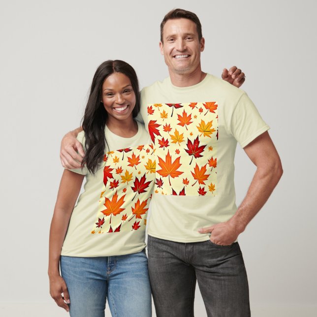 Nahtloses Herbstlaub-Design T-Shirt (Unisex)
