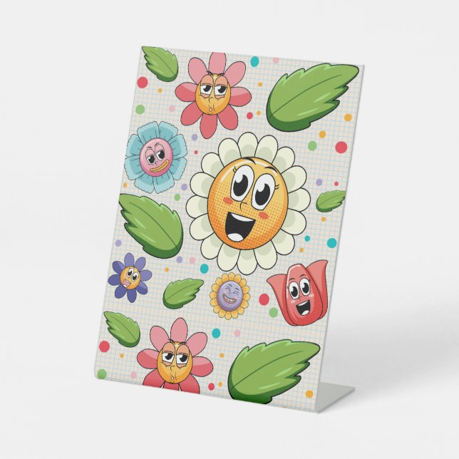 Nahtloses Hintergrunddesign mit bunten Blume Sockelschild (Vorderseite)